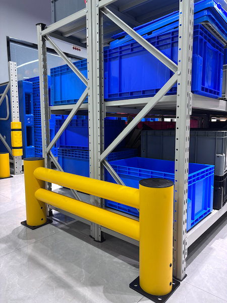 Durable flexible polymer anti-collision guardrail